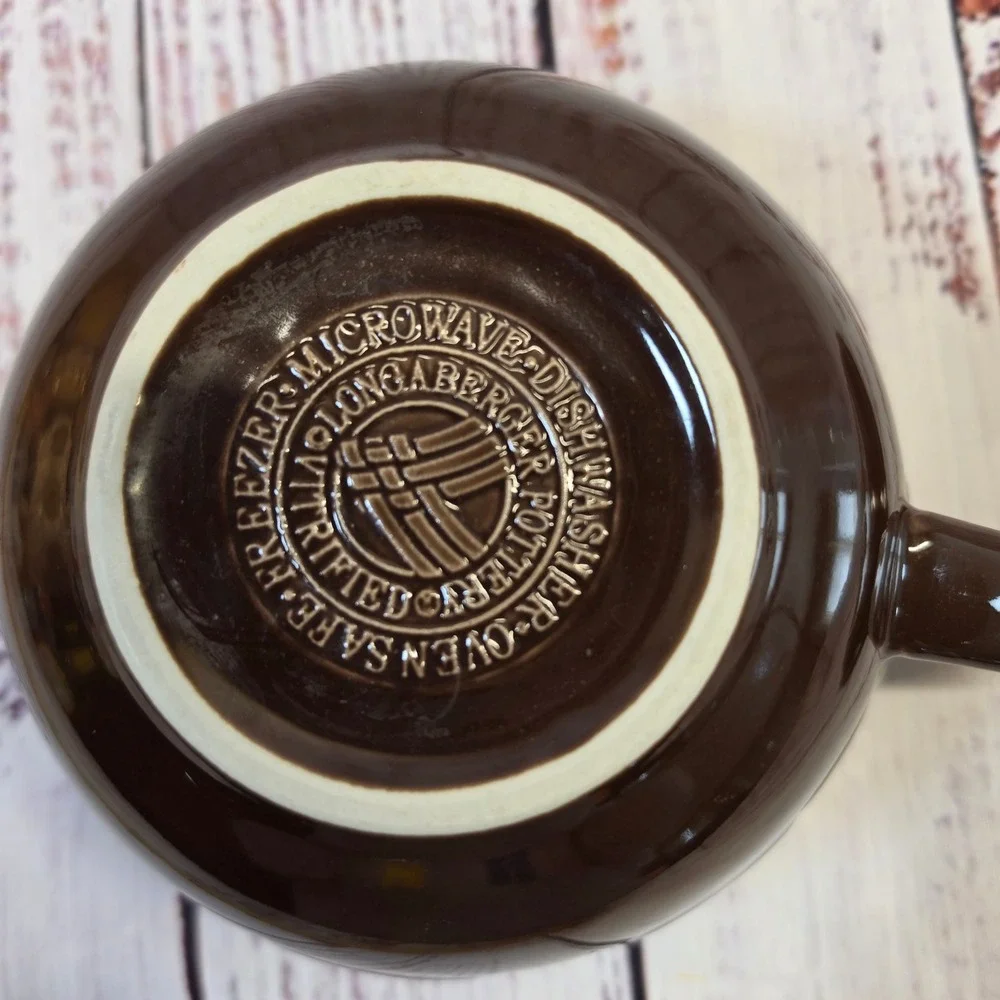 Longaberger Soup and Sandwich Set Brown Excellent Vitrified Pottery